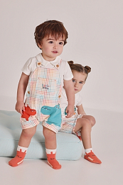 Боди и полукомбинезон в разноцветную клетку от бренда Boboli