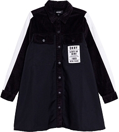 Платье-рубашка черного цвета с контрастными вставками от бренда DKNY