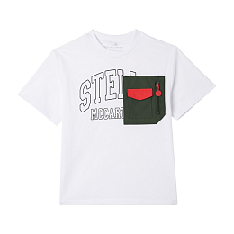 Футболка Logo Graphic с контрастным карманом от бренда Stella McCartney kids Белый