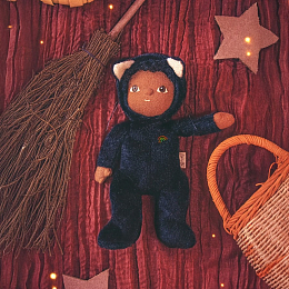 Мягкая кукла Чёрный кот Carson светится в темноте от бренда Olli Ella