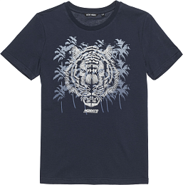Футболка с тигром и пальмами темно-синяя от бренда Antony Morato Синий