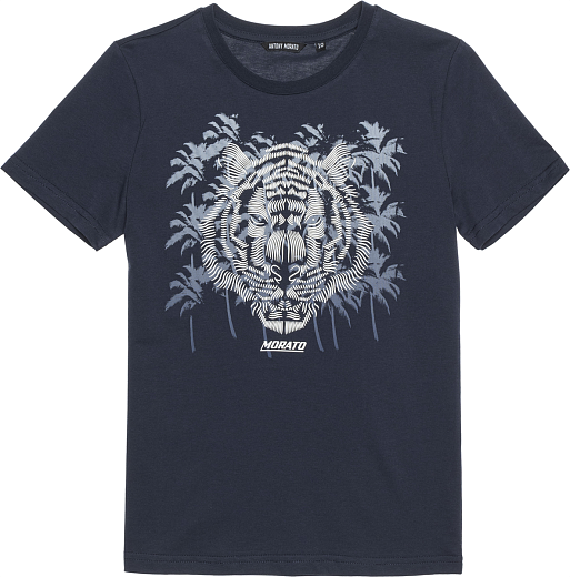 Футболка с тигром и пальмами темно-синяя от бренда Antony Morato Синий