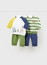 Лонгслив и штаны сине-зеленые 2 комплекта от бренда Mayoral