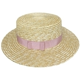 Шляпа-конотье с пыльно-розовой лентой от бренда Skazkalovers