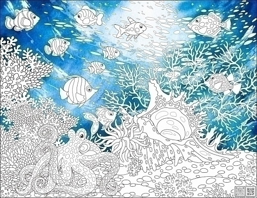 Раскраска в цвете "Жители океана" от бренда ID Wall