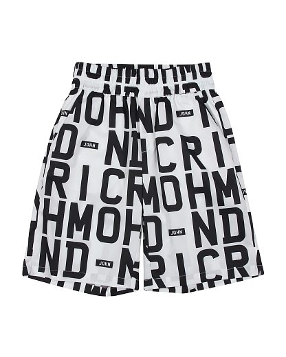 Шорты белые с черными надписями от бренда JOHN RICHMOND