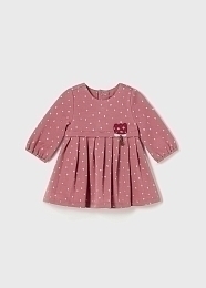 Платье с длинным рукавом розовое в горошек от бренда Mayoral