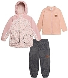 Куртка и кофта розовго цвета с брюками от бренда Deux par deux