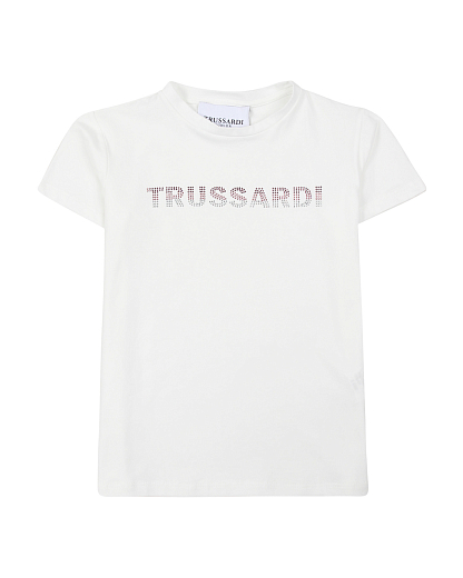 Футболка с надписью розового цвета от бренда Trussardi Белый