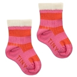 Носки в розово-красную полоску малышковые от бренда Tinycottons