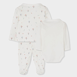 Комплект floral print: боди, распашонка, ползунки и шапка от бренда Boboli