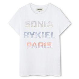 Футболка  с блестящими буквами от бренда SONIA RYKIEL Белый