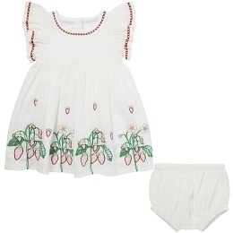 Платье Strawberry Embroidered Cotton Jacquard от бренда Stella McCartney kids