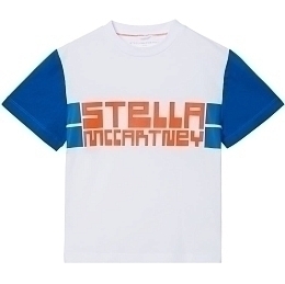 Футболка белая с синими рукавами от бренда Stella McCartney kids Белый Синий