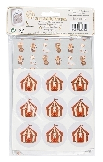 Подарочные пакетики с наклейками Винтажный цирк 25 шт. от бренда Tim & Puce Factory