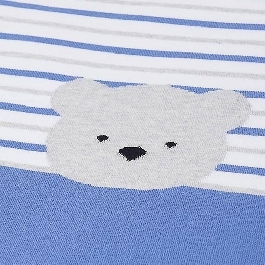 Плед синего цвета в полоску с медведем от бренда Mayoral
