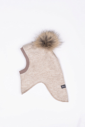 Шапка-шлем Double fur Beige от бренда Peppihat