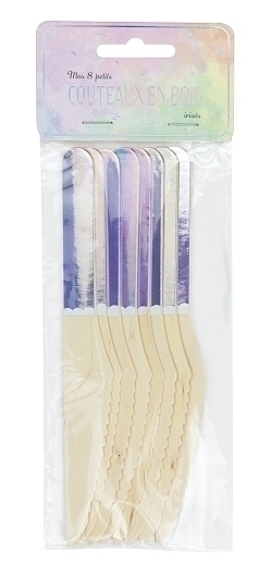Ножи деревянные Радужная пастель с золотом 8 шт от бренда Tim & Puce Factory