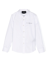 Рубашка белого цвета с надписью на груди от бренда JOHN RICHMOND
