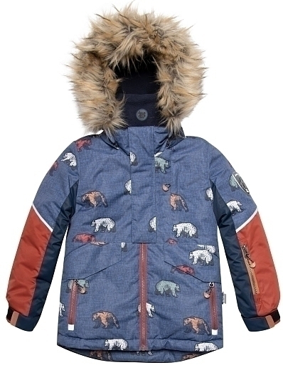 Куртка с принтом медведей и брюки на лямках от бренда Deux par deux