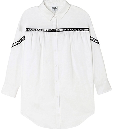 Платье-рубашка с тесьмой с логотипом от бренда Karl Lagerfeld Kids