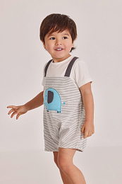 Футболка и комбинезон в полоску Elephant от бренда Boboli