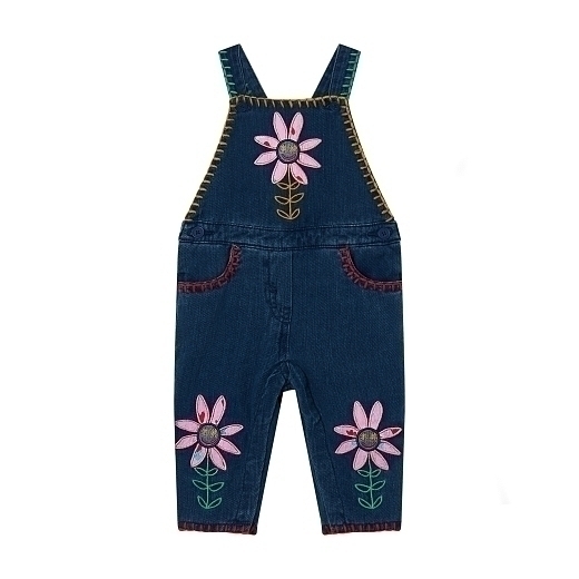 Комбинезон джинсовый с цветочными смайлами от бренда Stella McCartney kids