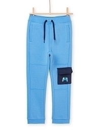 Джоггеры голубые с контрастным карманом от бренда DPAM