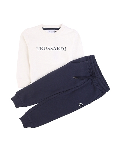 Свитшот с надписью и джоггеры темно-синие от бренда Trussardi