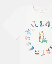 Футболка Frog and Lettering от бренда Stella McCartney kids Молочный