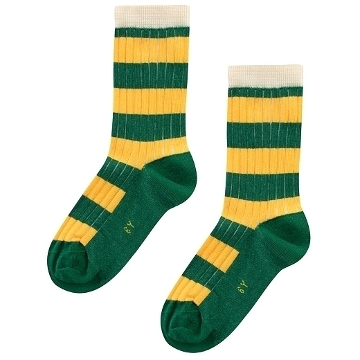 Носки в желто-зеленую полоску от бренда Tinycottons