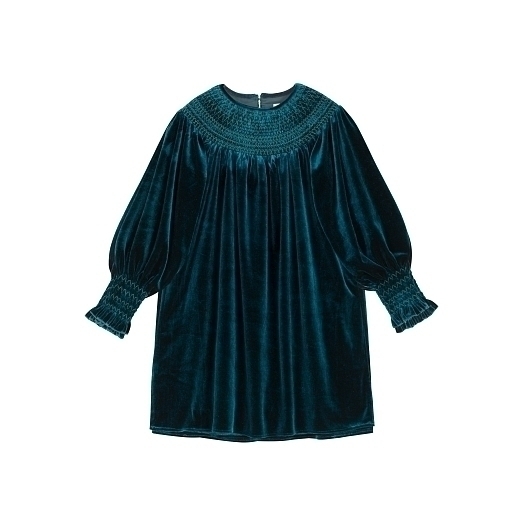 Платье бархатное сине-зеленого цвета от бренда C'ERA UNA VOLTA