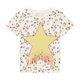 Футболка Star Graphic Fringed от бренда Stella McCartney kids Молочный