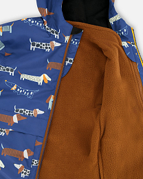 Куртка с принтом такс, флисовая кофта и штаны от бренда Deux par deux