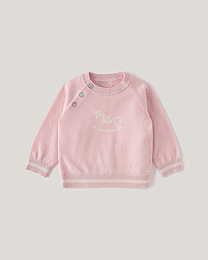 Джемпер и джоггеры розового цвета с принтом лошадки от бренда Anna Leon