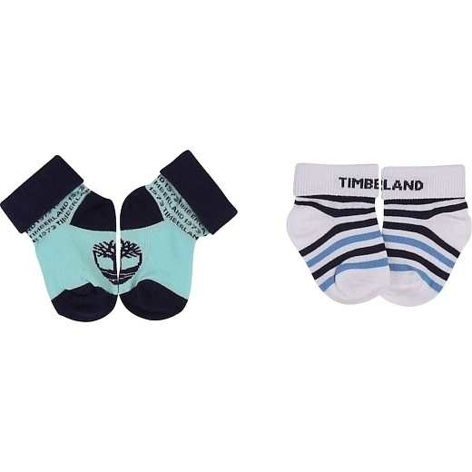 Носки 2 пары бело-синие/ментоловые для малышей от бренда Timberland