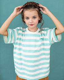 Футболка STRIPES BLUE от бренда Tinycottons Молочный Голубой