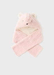 Шапка-шарф плюшевый мишка розовый от бренда Mayoral