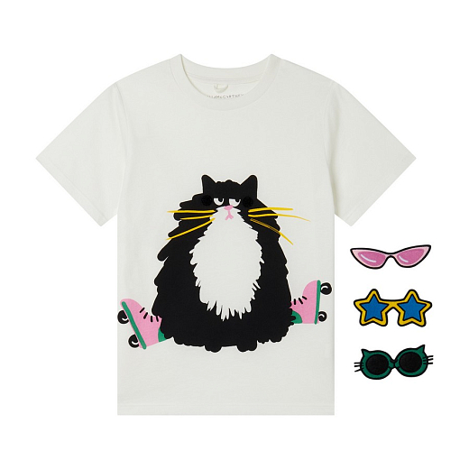 Футболка Cat от бренда Stella McCartney kids Молочный