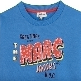 Свитшот синего цвета с надписью от бренда LITTLE MARC JACOBS