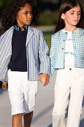 Пиджак голубого цвета в полоску от бренда Trussardi