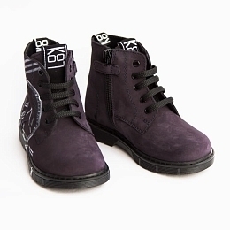 Фиолетовые ботинки с принтом часов от бренда Kool