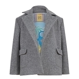 Пальто серого цвета с декором на спине от бренда Mum of Six