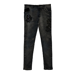 Брюки джинсовые черные с цветком от бренда Mayoral
