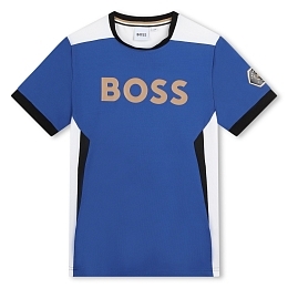 Футболка синяя с контрастными элементами от бренда BOSS Синий