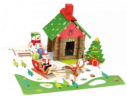 Конструктор из дерева Дом Деда мороза от бренда Jeujura