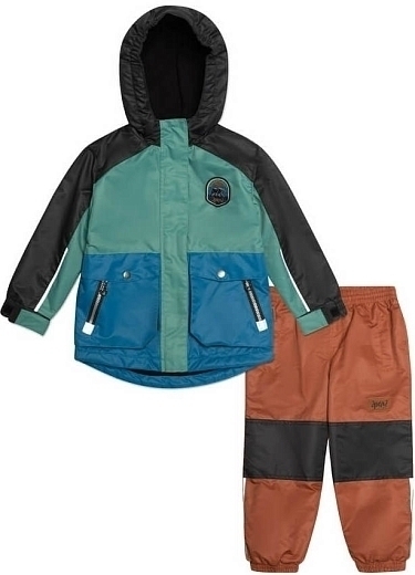 Куртка с нашивкой и брюки коричневого цвета от бренда Deux par deux
