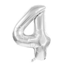 Воздушный шар Цифра 4 серебро 36 см от бренда Tim & Puce Factory