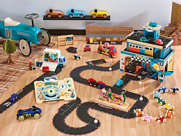 Винтажная гоночная машина синего цвета от бренда Vilac