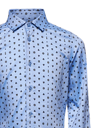 Рубашка голубая с принтом от бренда Trussardi